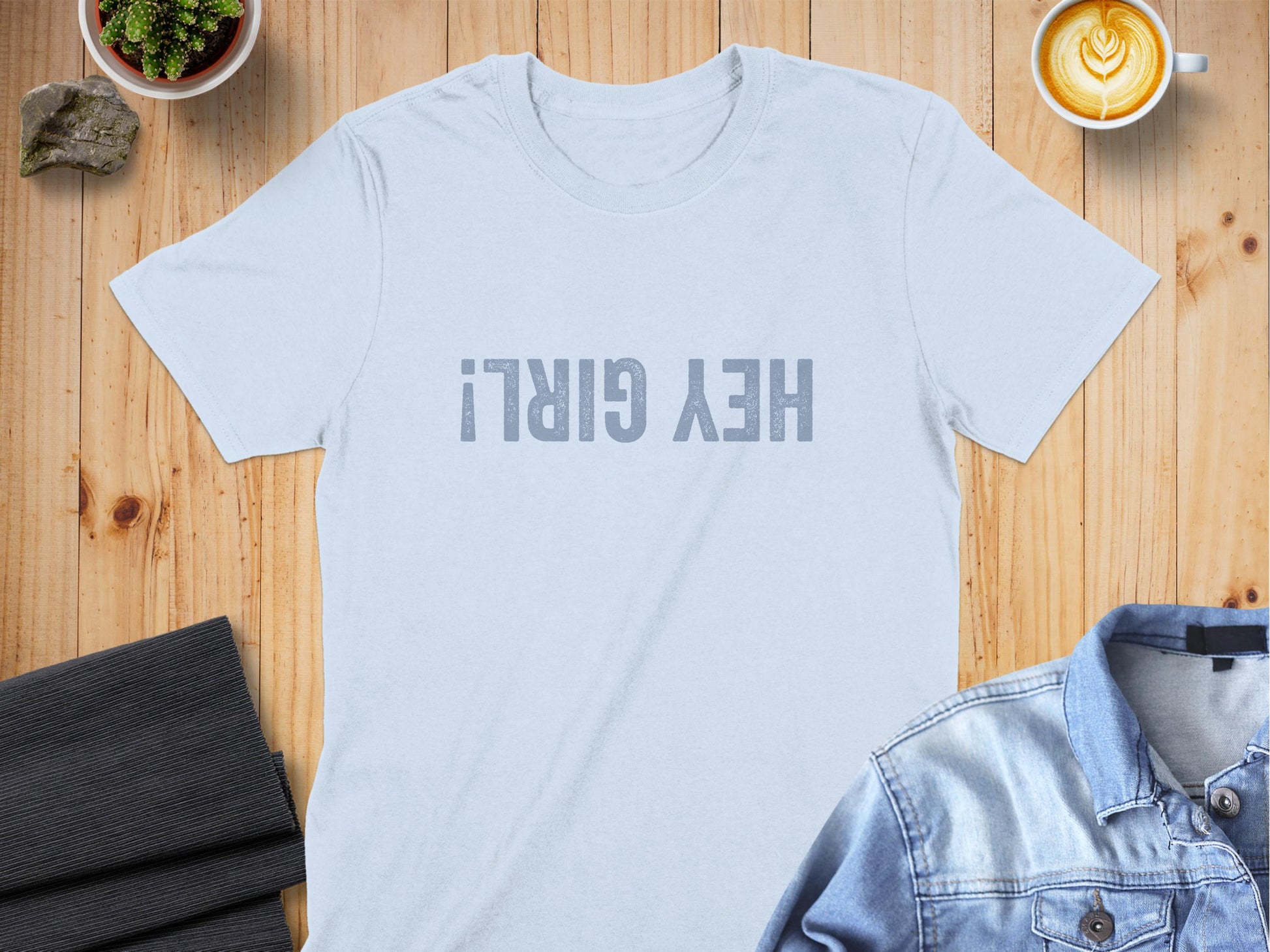 Hey Girl! Backwards Typography Graphic Tee product