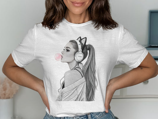 Stylish Cat Ear Headphones Graphic T-Shirt product type