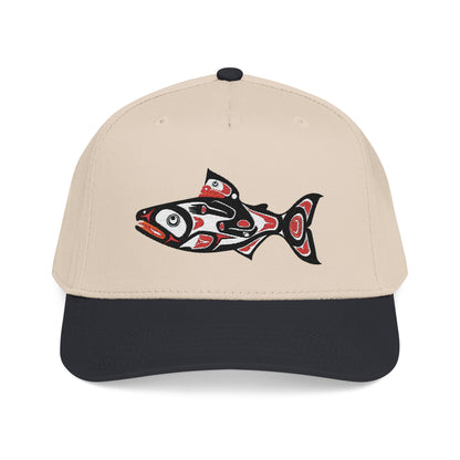 Tribal Salmon Embroidered Baseball Cap Native American Hat