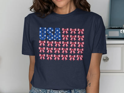 Patriotic USA Flag Bowknot Design Women's T-shirt product type