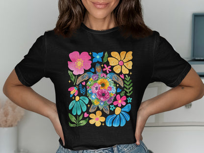 Vibrant Floral Graphic Tee Casual Fashion T-Shirt product type
