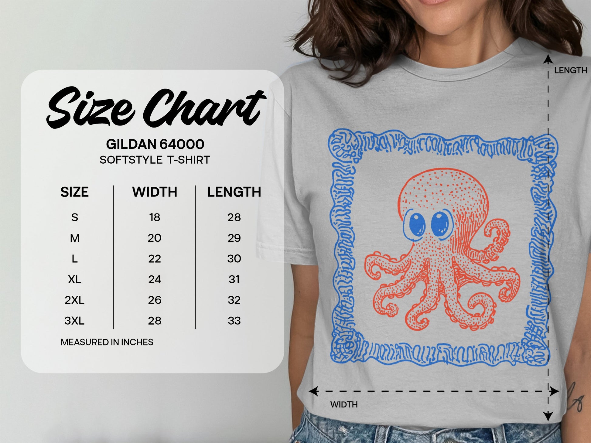 Octopus Design Print on Softstyle T-Shirt product