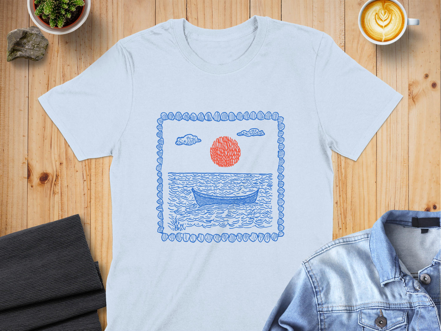 Scenic Blue and White Graphic T-shirt product