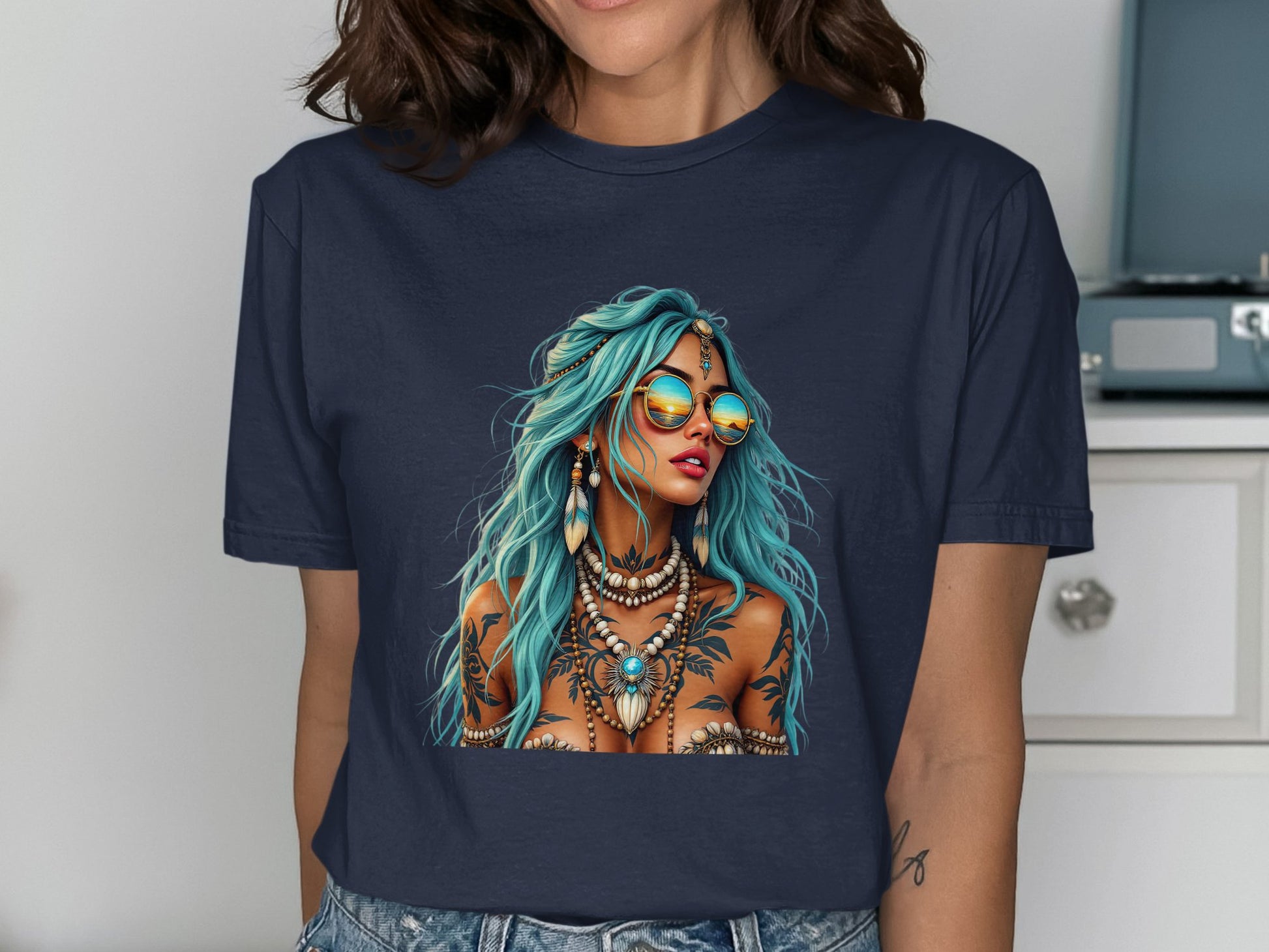 Colorful Artistic Tattooed Woman Graphic Tee product type
