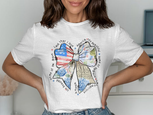 Patriotic Bow Graphic Print Short Sleeve T-Shirt product