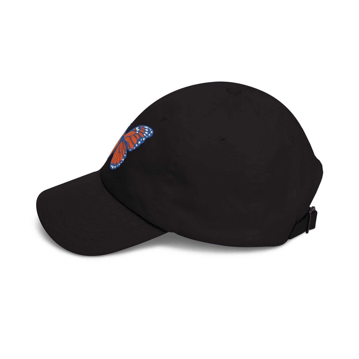 Butterfly Embroidered Dad Cap Preppy Orange & Blue Monarch Hat
