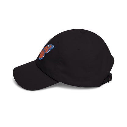 Butterfly Embroidered Dad Cap Preppy Orange & Blue Monarch Hat
