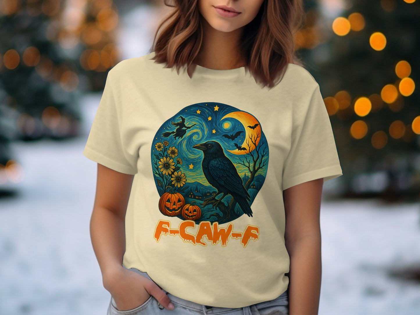 Halloween Raven Pumpkin Night Scenery T-Shirt product