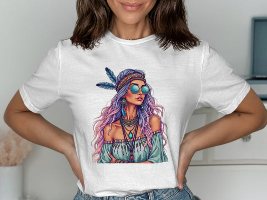 Stylish Bohemian Artwork Printed White T-Shirt product type