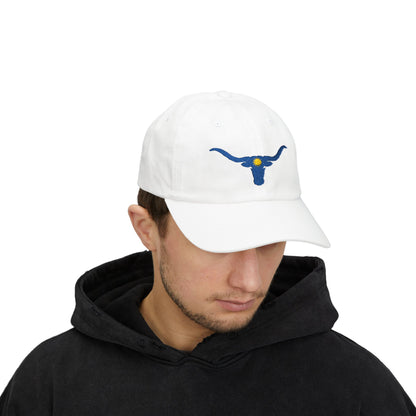 Embroidered Blue Longhorn Dad Cap Western Sun Hat
