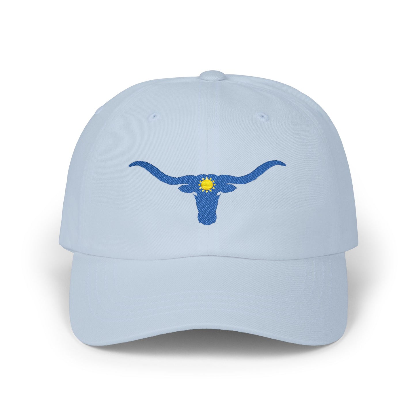 Embroidered Blue Longhorn Dad Cap Western Sun Hat