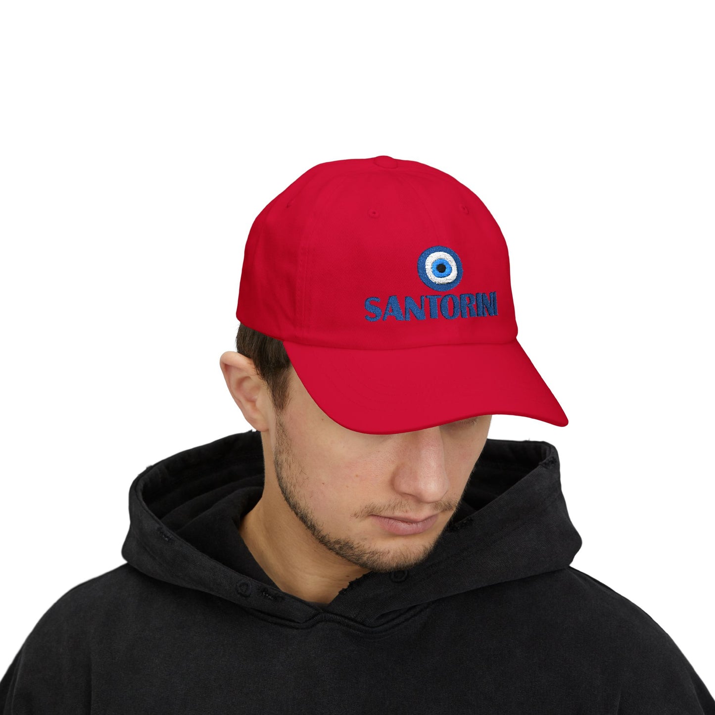 Santorini Evil Eye Dad Cap – Greek Island Embroidered Baseball Hat