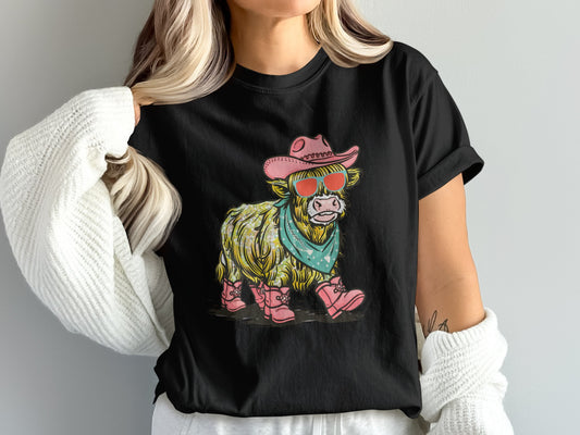Cute Highland Cow with Pink Boots T-Shirt product