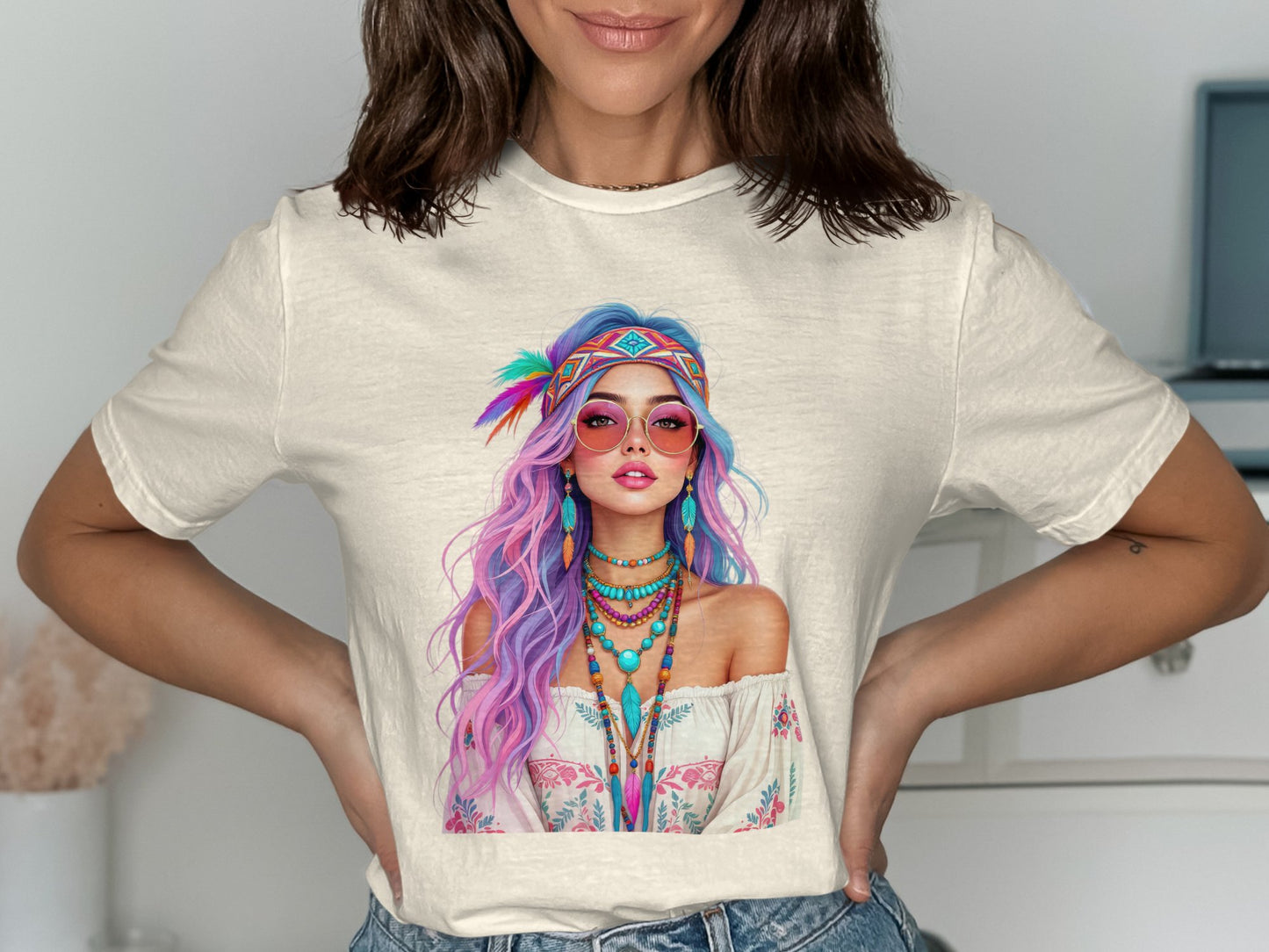 Stylish Retro Boho Chic Graphic Tee Shirt product type