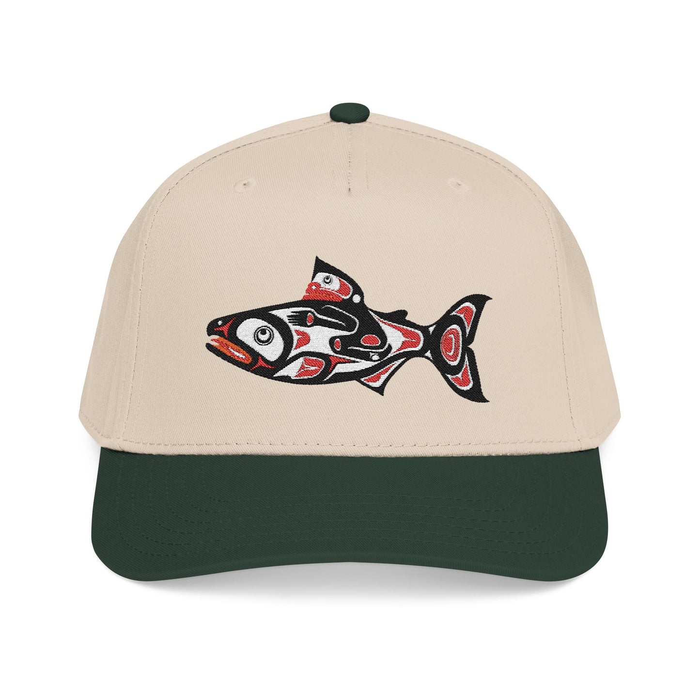 Tribal Salmon Embroidered Baseball Cap Native American Hat