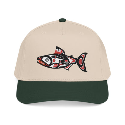 Tribal Salmon Embroidered Baseball Cap Native American Hat