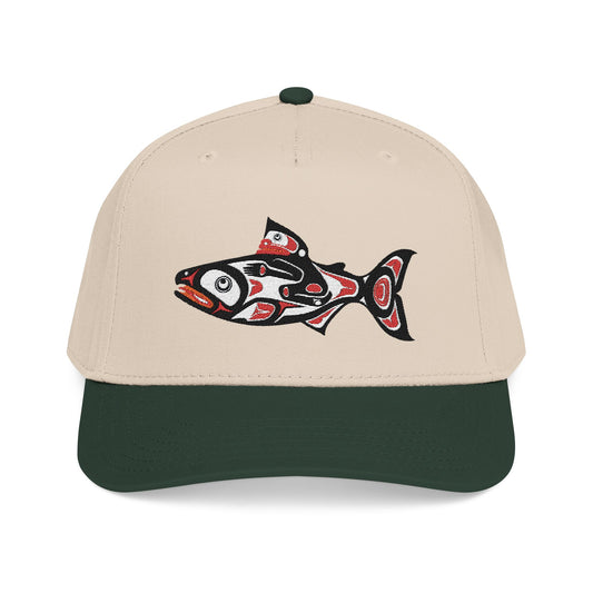 Tribal Salmon Embroidered Baseball Cap Native American Hat
