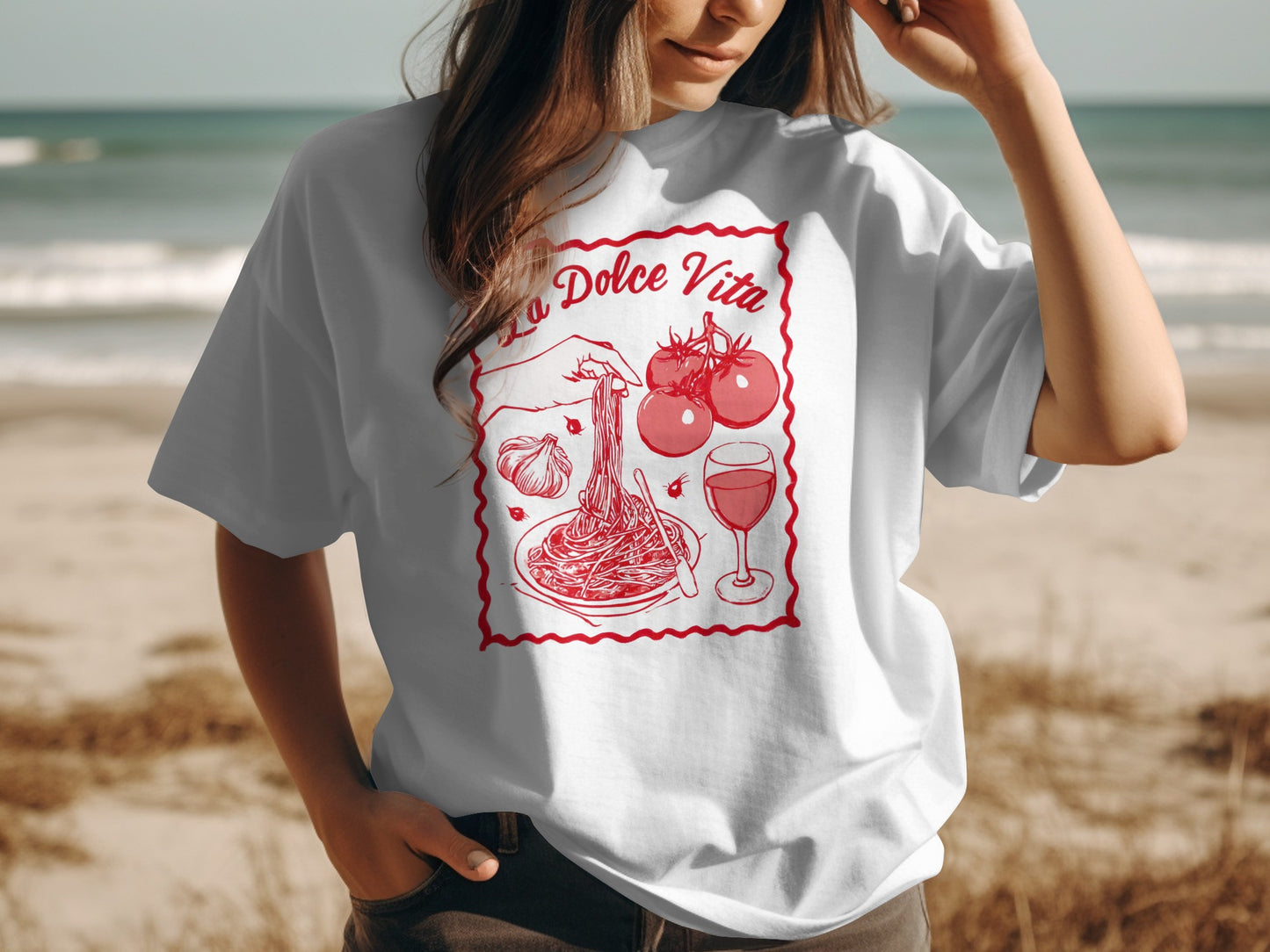 La Dolce Vita T-Shirt, Italian Foodie Pasta Lover Gift, Sweet Life Italy Spaghetti & Wine Graphic Tee, Aesthetic Chef Cook Apparel