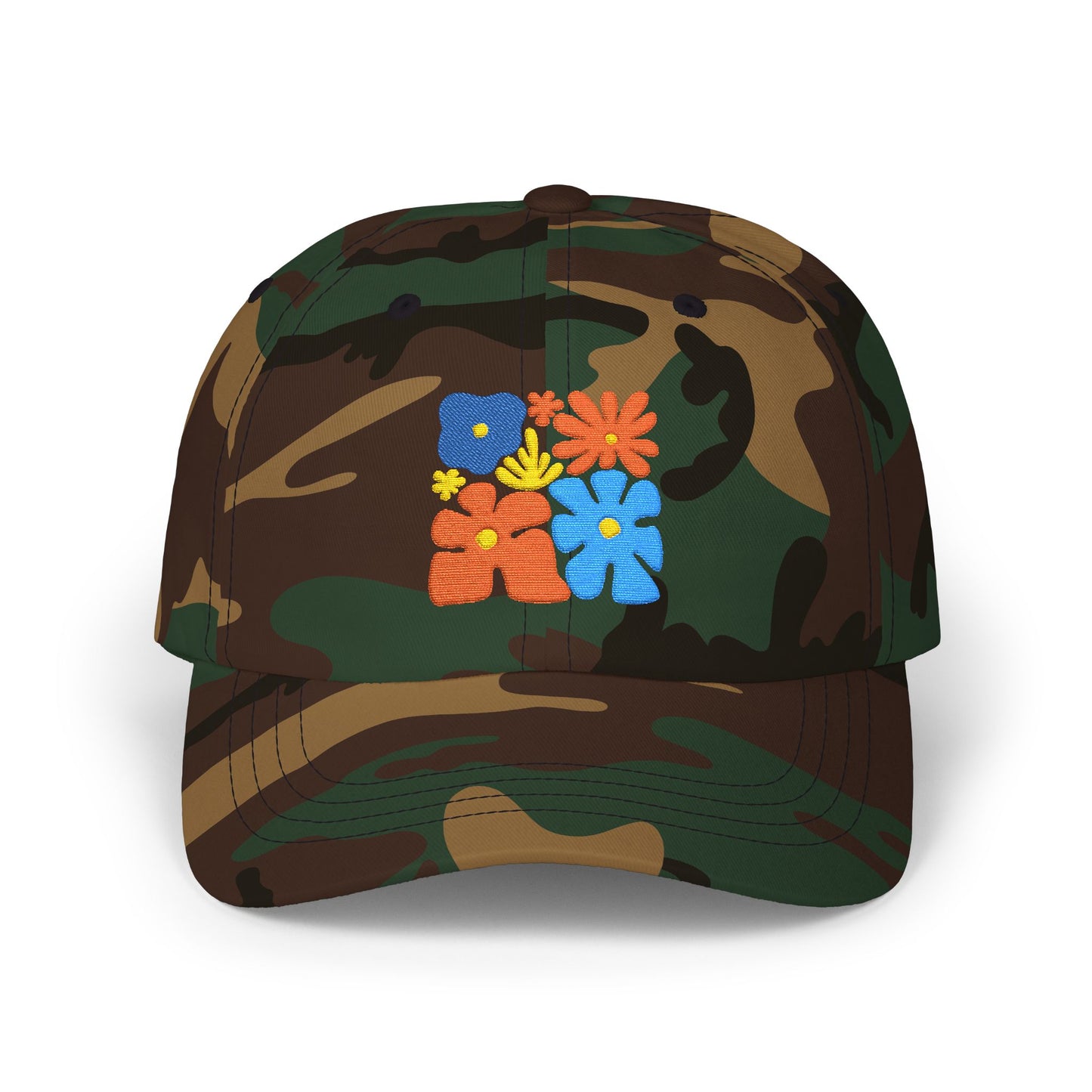 Boho Floral Baseball Dad Cap Retro Colorful Embroidered Flowers