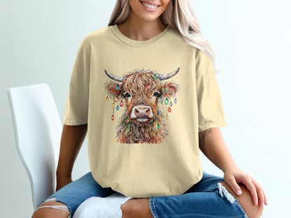 Colorful Beads Highland Cow Graphic Print T-Shirt product type