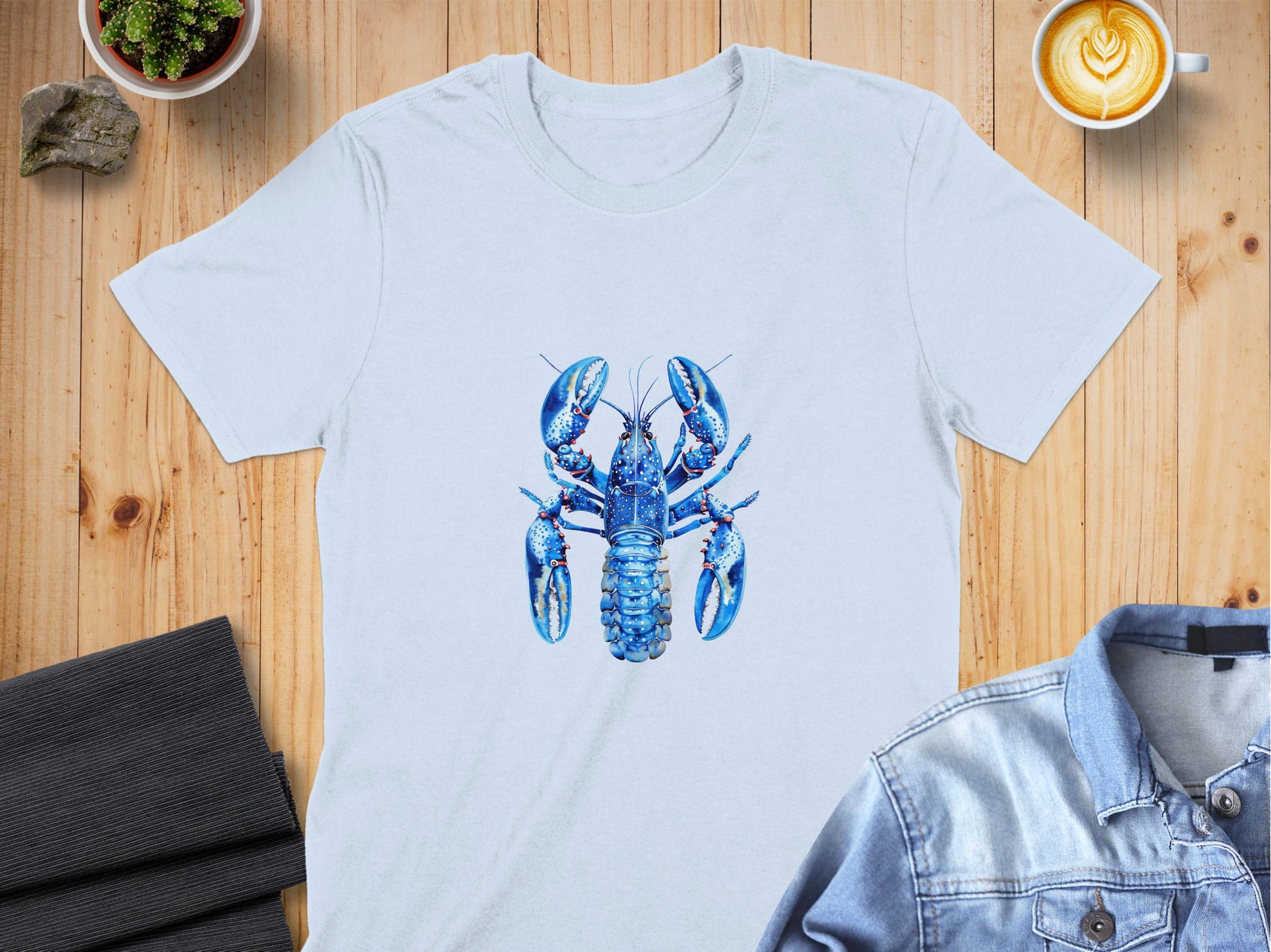 Blue Lobster Graphic Printed T Shirt Fashionable Tee product type