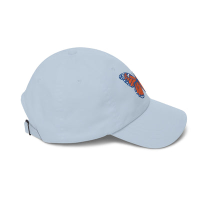 Butterfly Embroidered Dad Cap Preppy Orange & Blue Monarch Hat