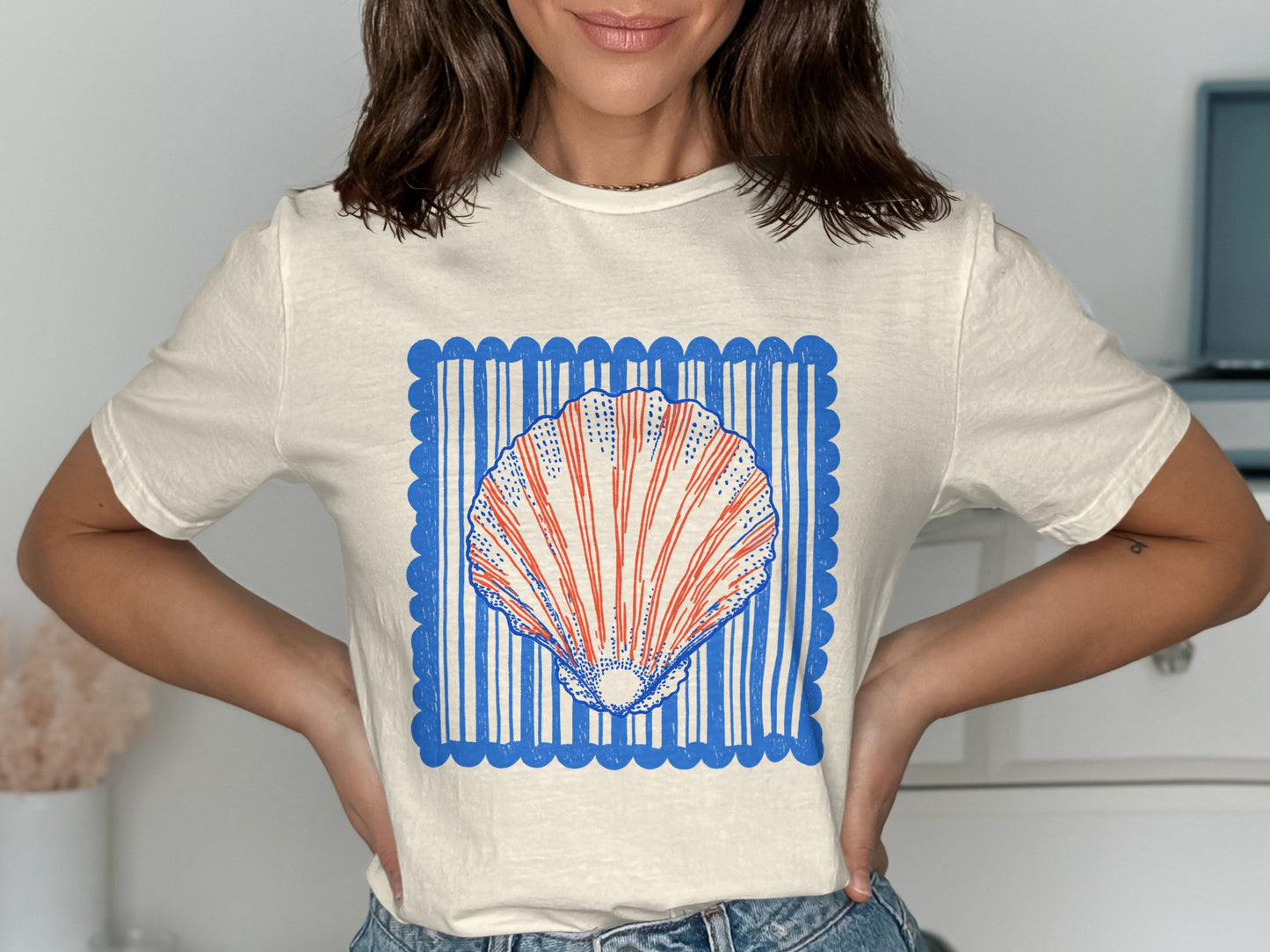 Vibrant Seashell Stripe Graphic Tee shirt product type