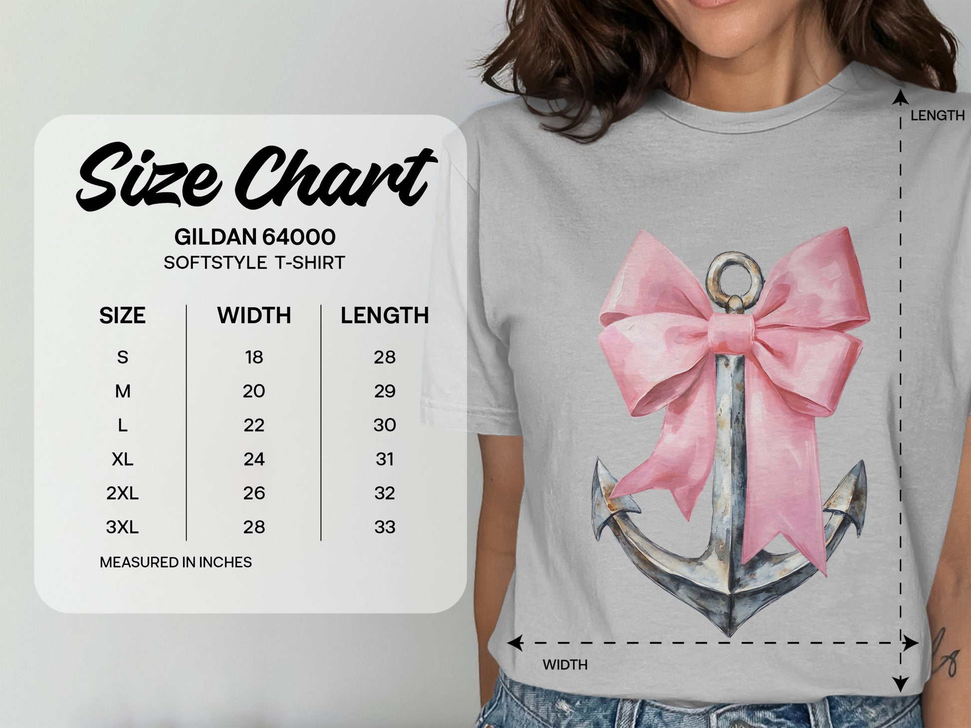 Pink Bow on Anchor Softstyle T-Shirt product type
