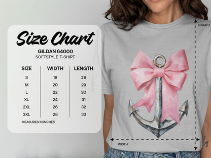 Pink Bow on Anchor Softstyle T-Shirt product type