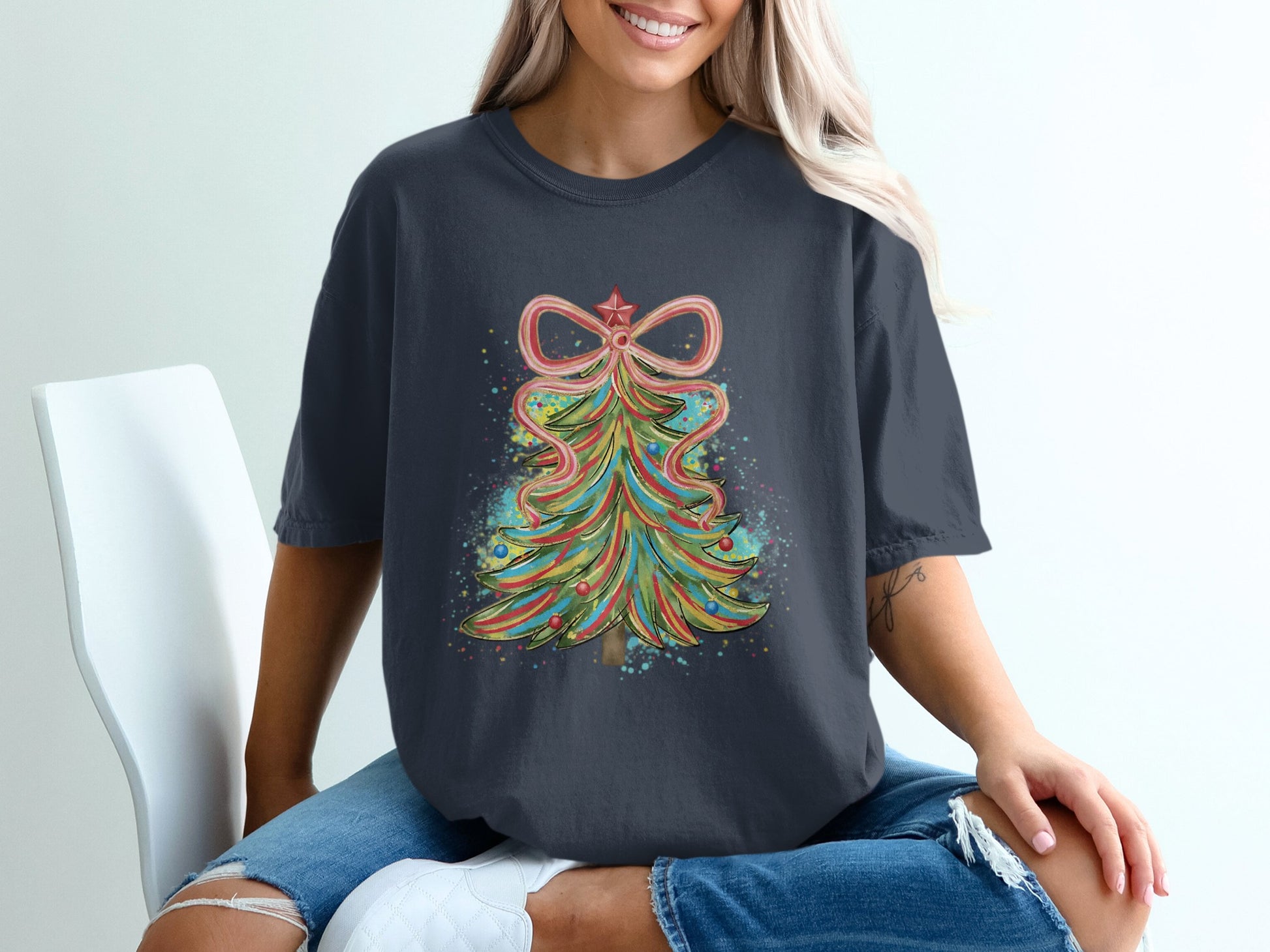 Festive Christmas Tree Design Graphic Tee product type