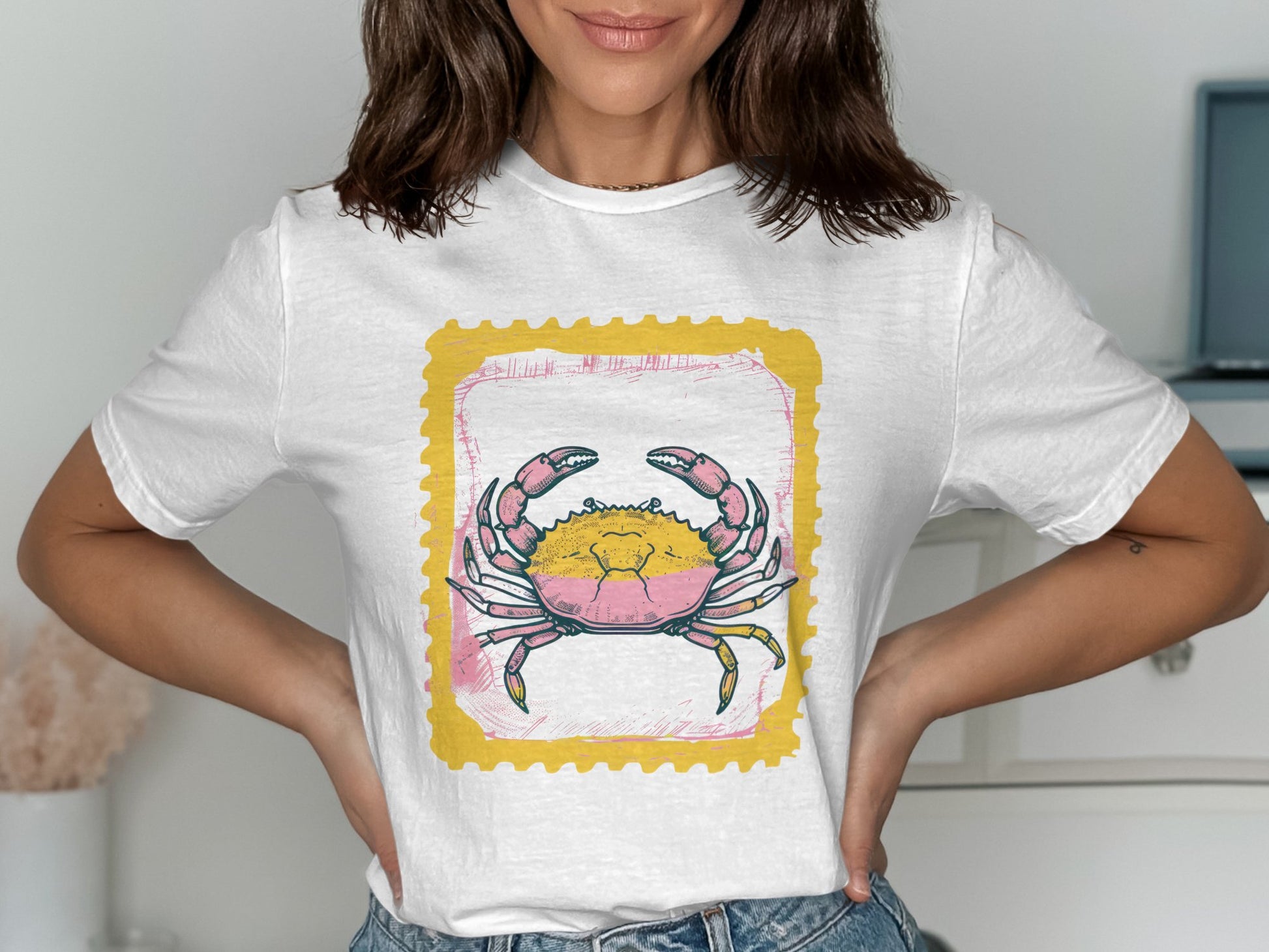 Vibrant Yellow Crab Graphic Design T-Shirt product type