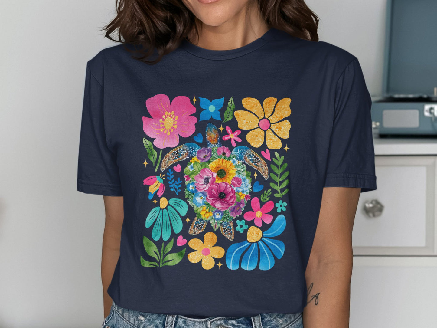 Colorful Floral Design Graphic T-Shirt product