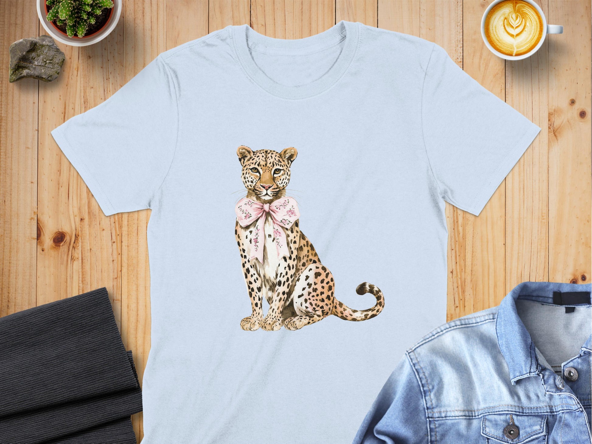 Cute Leopard with Pink Scarf Graphic T-Shirt product