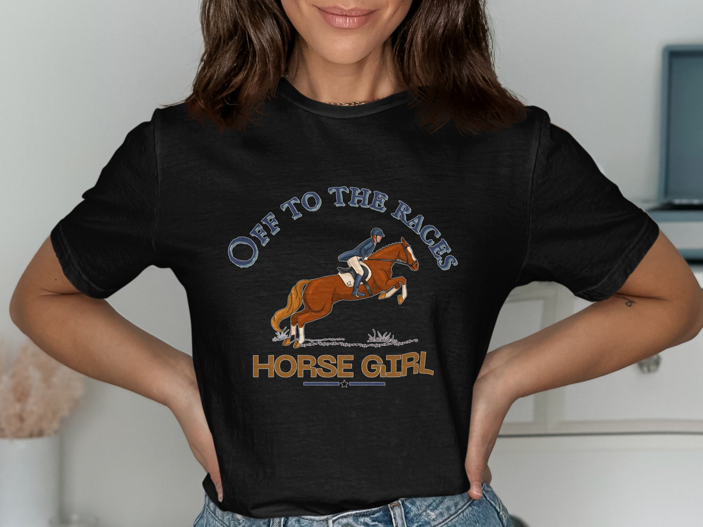 Off to the Races Horse Girl Black T-shirt product
