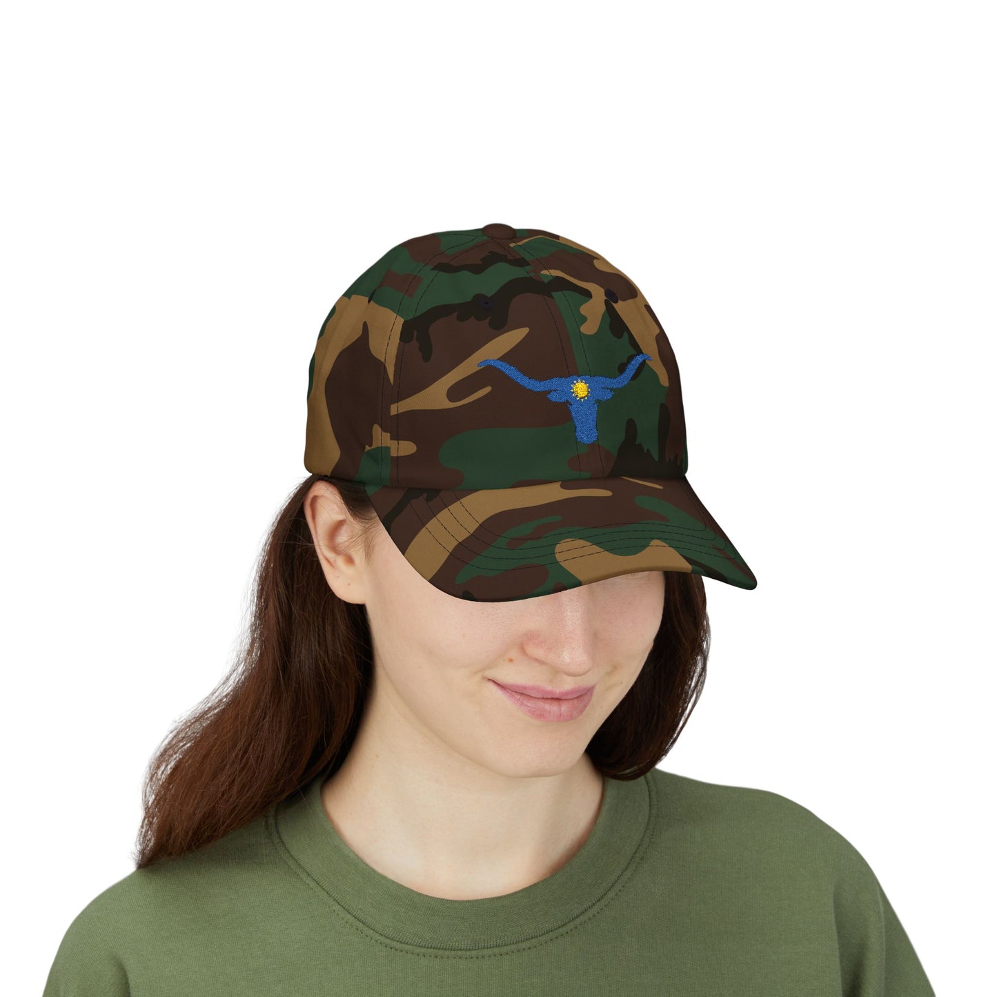Embroidered Blue Longhorn Dad Cap Western Sun Hat