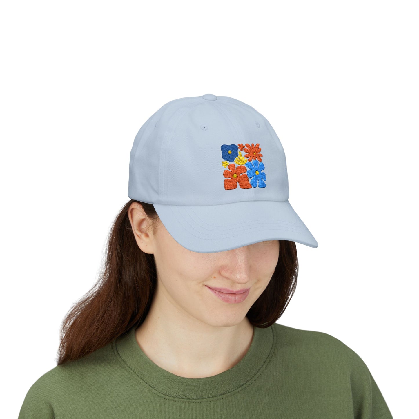 Boho Floral Baseball Dad Cap Retro Colorful Embroidered Flowers