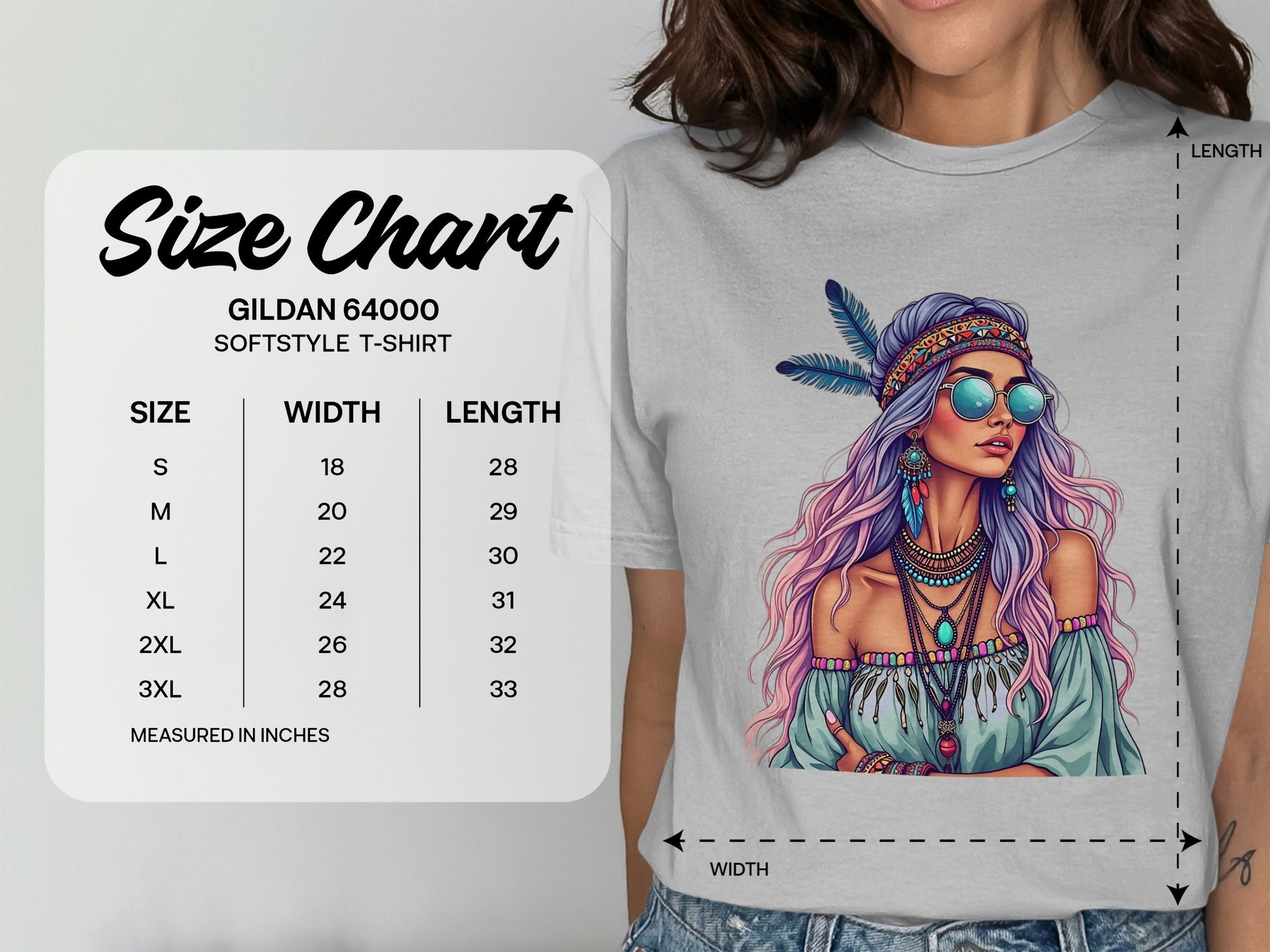 Stylish Bohemian Woman with Glasses T-Shirt product