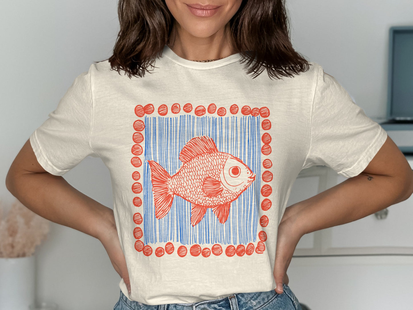 Colorful Fish Graphic Short-Sleeve Casual Shirt product type