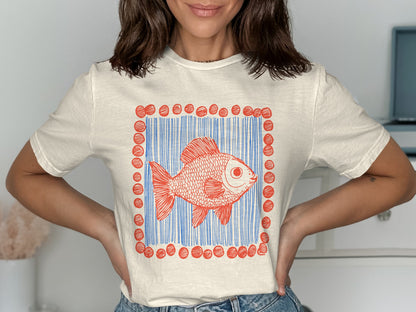 Colorful Fish Graphic Short-Sleeve Casual Shirt product type