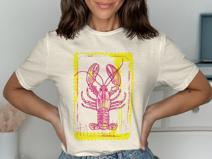 Pink Lobster Graphic Design Shirt product type