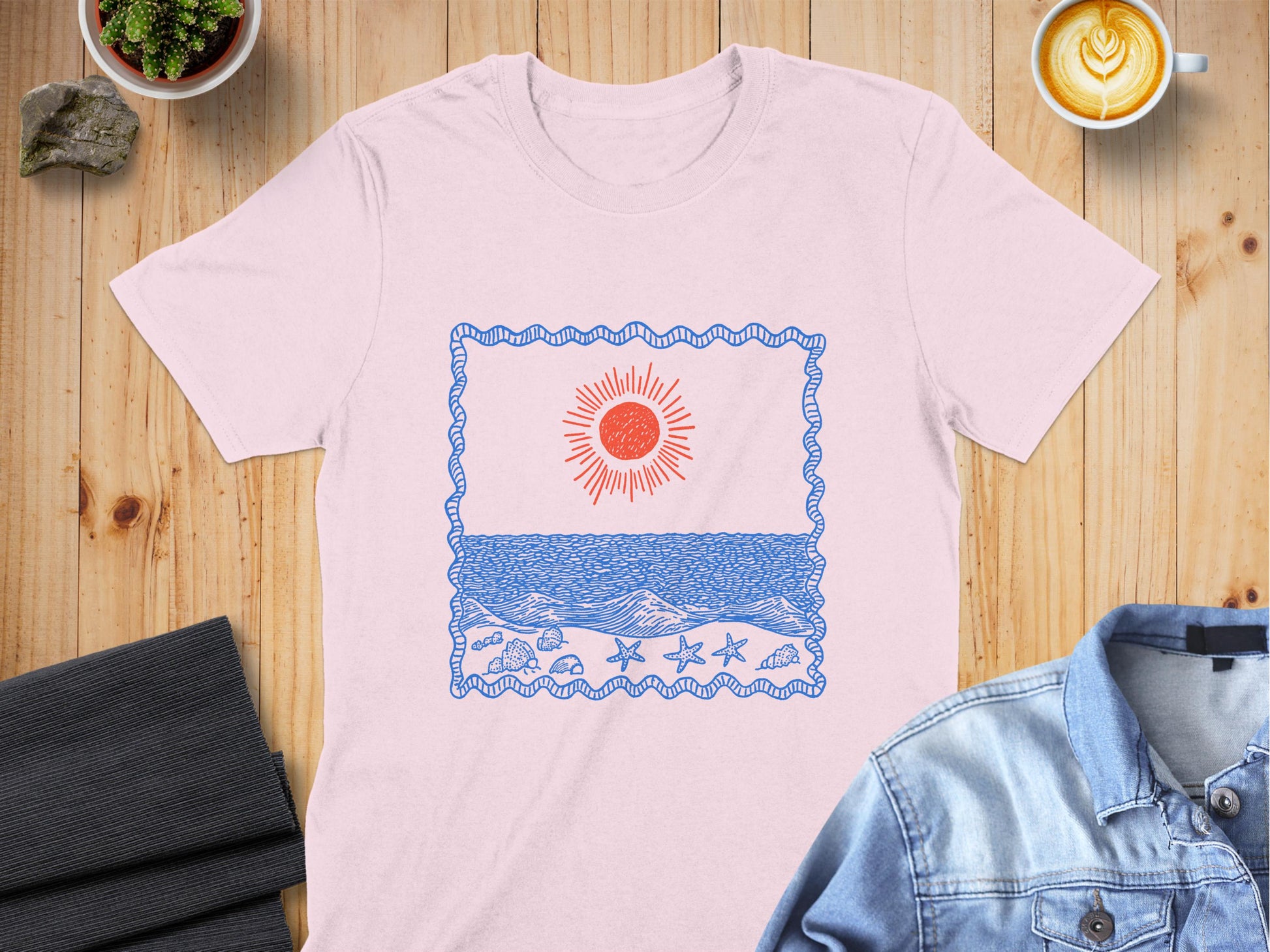 Sun and Sea Pattern Graphic Tee Shirt Product