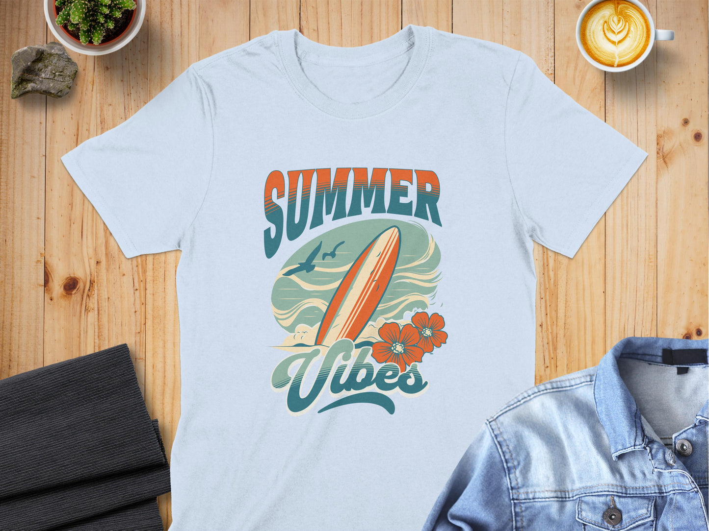 Retro Summer Vibes Surfboard Graphic T-Shirt product type