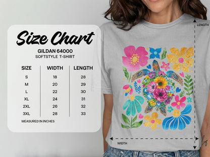 Colorful Turtle Floral Softstyle T-Shirt product