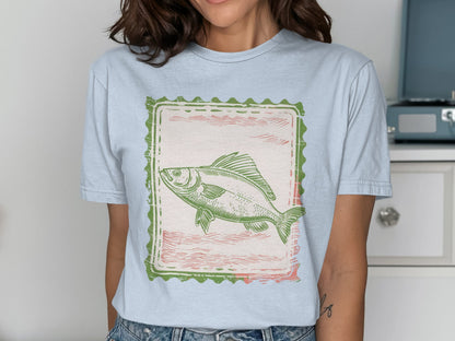 Stylish Fish Print Graphic T-shirt Casual product type