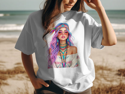 Stylish Beach Boho Girl Graphic Tee Shirt product type