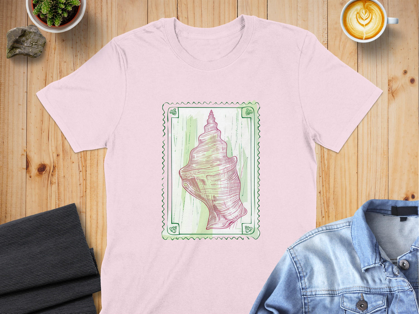 Artistic Seashell Postage Stamp Graphic T-shirt product