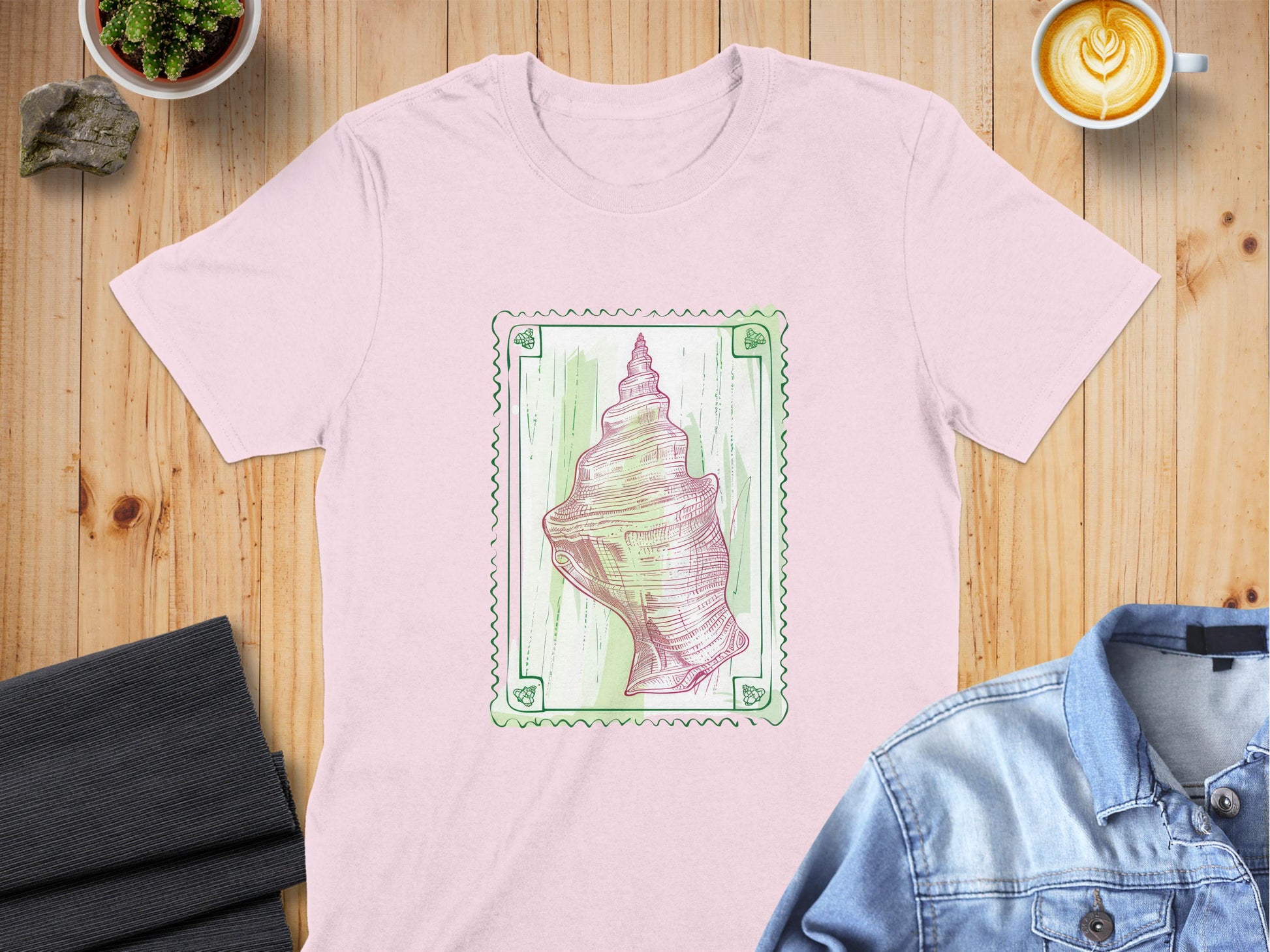 Artistic Seashell Postage Stamp Graphic T-shirt product