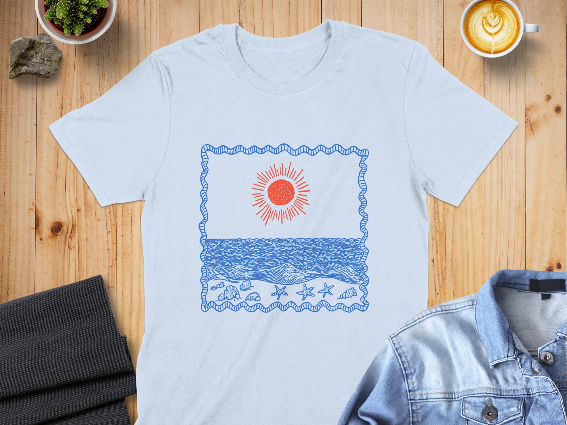 Ocean Waves and Sun Graphic T-Shirt product