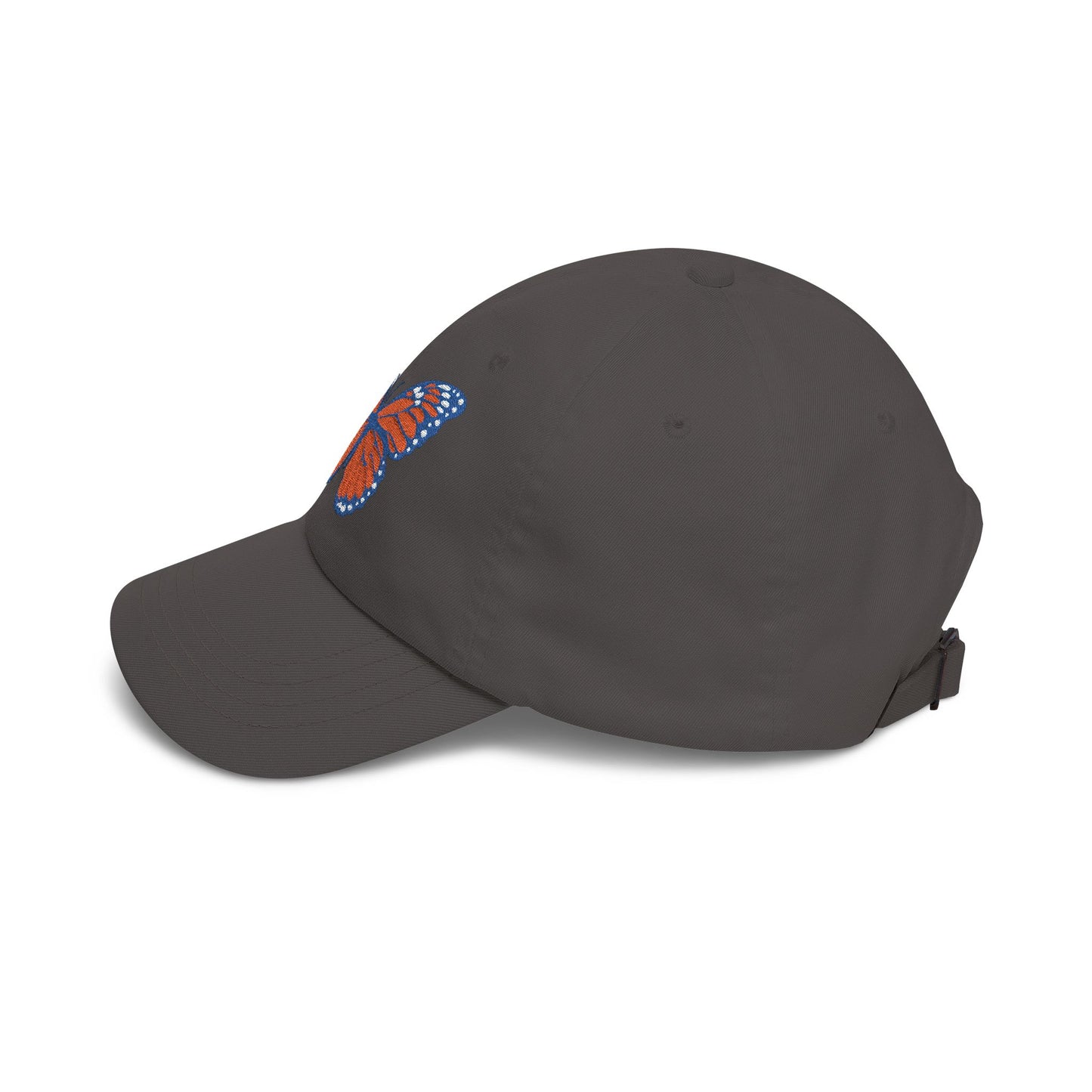 Butterfly Embroidered Dad Cap Preppy Orange & Blue Monarch Hat