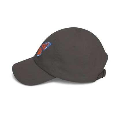 Butterfly Embroidered Dad Cap Preppy Orange & Blue Monarch Hat
